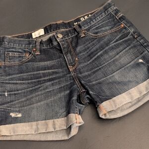 GAP Blue Jean Shorts with Rolled Hem and Distressed Finish